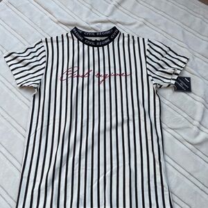 Civil Regime Black and White Striped Men's Short Sleeve Tee